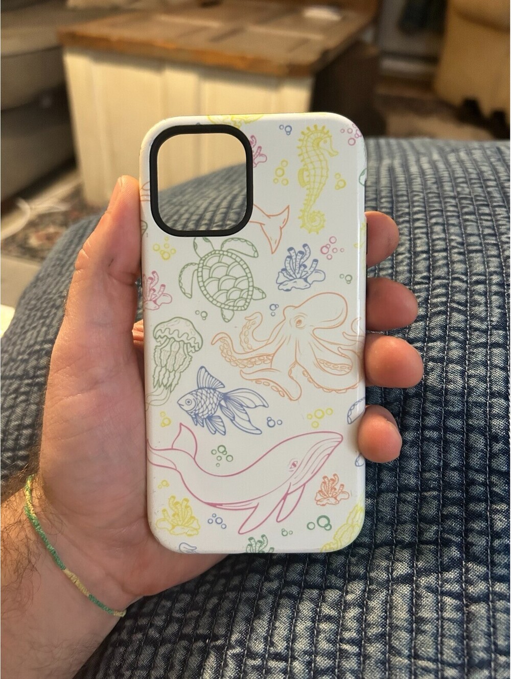 iPhone 12 12 Pro 6.1 Case Ocean Sea Life Whale Turtle Octopus Fish White